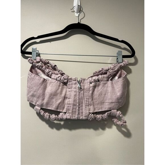 Ganni Women's Light Lilac Hemp Lined Tube Strapless Cropped Top Size 40 NWOT - Picture 8 of 14